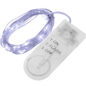 Micro guirnalda de luces LED de 1 m de color blanco frio con 2 efectos de iluminación y con cable moldeable de plata
