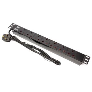 Regleta de enchufes para armario rack 19" 1U con 7 UK BS-1363