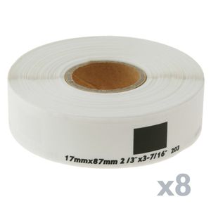 Rollo bobina de 300 etiquetas adhesivas compatibles con Brother DK-11203 DK-1203 17x87mm 8-pack