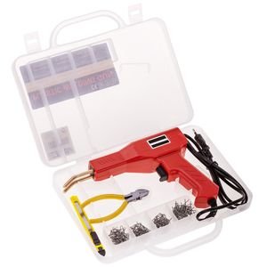 Soldador de plástico kit de reparación para piezas de plástico y parachoques con 200 unidades y 4 tipos de grapas