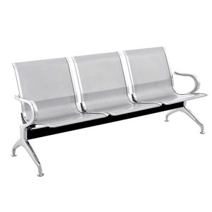 Bancada para sala de espera con sillas ergonómicas plateadas de 3 plazas