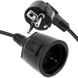 Prolongador de cable eléctrico schuko macho a hembra de 2 m negro