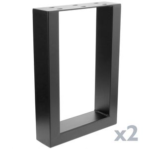 Pies rectangulares para mesita y banqueta Patas en acero negro 300 x 80 x 430 mm 2-pack