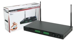 Conjunto de 2 micrófonos y receptor wireless profesional 16 canales