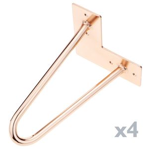 Pies para mesa y mueble Patas en acero 2 varillas 15 cm cobre 4-pack