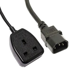 Cable eléctrico British Standard BS-1363-2 a IEC-60320-C14 de 0.4m negro