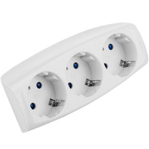 Multiplicador adaptador de clavija enchufe schuko triple blanco