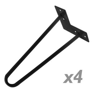 Pies para mesa y mueble Patas en acero 2 varillas 41 cm negro 4-pack