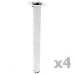 Pies cuadrados para mesa y mueble. Patas en acero cromado de 75cm 4-pack
