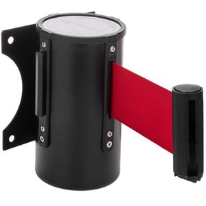 Fijación de pared negro con 5 metros de cinta retráctil roja