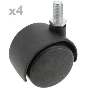 Rueda pivotante de nailon sin freno 40 mm M8 4 pack