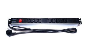 Regleta 19" 9 tomas SFO (IEC C13), con interruptor, 3500W 2m aluminio Negra
