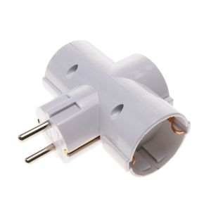 Multiplicador de clavija enchufe schuko triple de color blanco