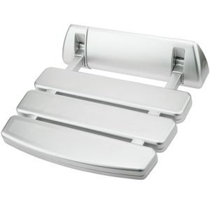 Asiento de ducha abatible. Silla plegable para ancianos de plástico y aluminio plateado 350x348mm