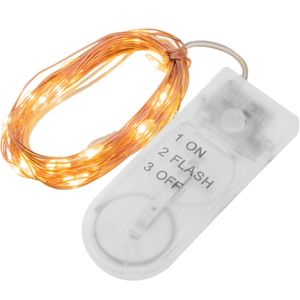 Micro guirnalda de luces LED de 1 m de color blanco calido con 2 efectos de iluminación y con cable moldeable de cobre