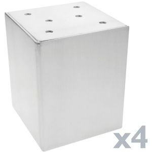 Pies cúbicos para mesa y mueble. Patas en acero inoxidable de 10cm 4-pack