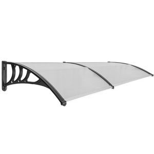 Tejadillo de protección 200x80 cm gris oscuro. Marquesina para puertas y ventanas con soporte negro