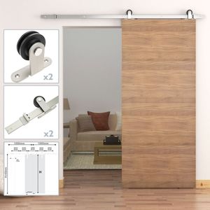 Rail guía para puerta corredera de color acero mate de 2m