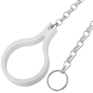 Tirador de cisterna de WC con cadena y anilla blanca