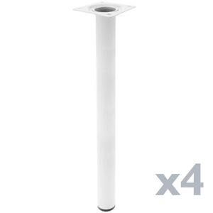 Pies redondos para mesa y mueble. Patas en acero blancas de 75cm 4-pack