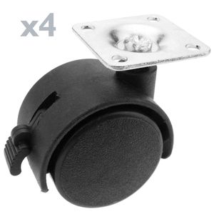 Rueda pivotante de nailon con freno 40 mm 38x38 mm 4 pack