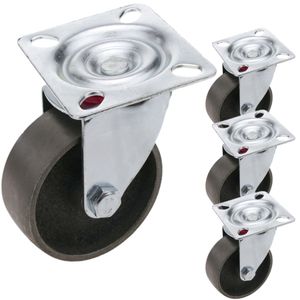 Ruedas pivotantes industriales de metal sin freno 75 mm 4 unidades