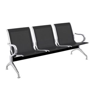 Bancada para sala de espera con sillas ergonómicas negras de 3 plazas