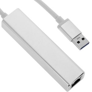 Conversor de USB 3.0 a 3xUSB 3.0 y Ethernet RJ45 color plata