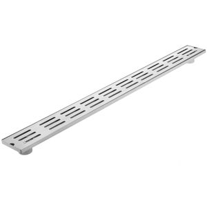 Canaleta de doble desagüe 10x100cm con rejilla en acero inoxidable mate