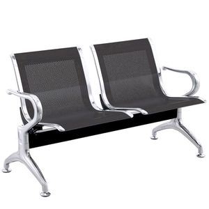 Bancada para sala de espera con sillas ergonómicas negras de 2 plazas
