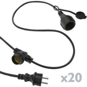 Guirnalda de 20 bombillas luces con casquillo E27 exterior IP44 cable eléctrico de 10m extensible