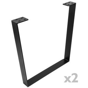 Pies rectangulares para mesa Patas en acero negro 700 x 80 x 710 mm 2-pack