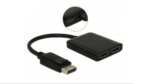 Cable adaptador de Displayport Macho V1.2 a 2 x HDMI Hembra 4K, 2K a 30Hz Negro 0.1m