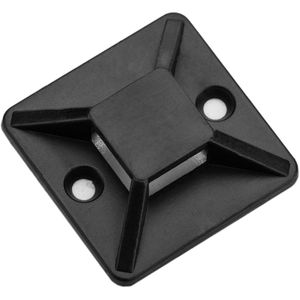 Pack de 100 bases negras autoadhesivas 25x25mm para bridas de 6.2mm