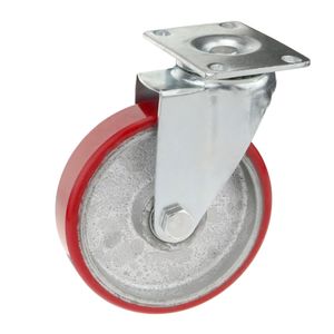 Rueda pivotante industrial de poliuretano y metal sin freno 125 mm