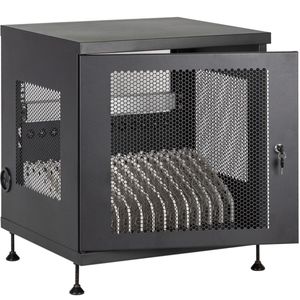 Armario de carga y transporte para 14 tablets y portátiles negro con 16 schuko en 2 regletas