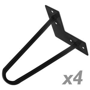 Pies para mesa y mueble Patas en acero 2 varillas 15 cm negro 4-pack