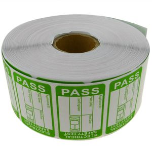 Rollo bobina de 1000 etiquetas adhesivas test de seguridad eléctrica 38x25mm