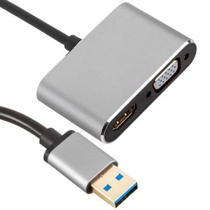 Conversor de USB 3.0 Macho a VGA y HDMI