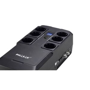 SAI PHASAK 800VA KRYPTOS Interactivo con 6 Tomas Schuko, USB de Carga y Protección RJ45