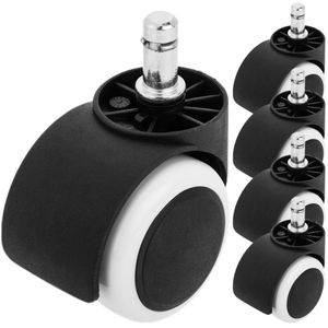 Rueda pivotante de nailon y PVC blanco sin freno 50mm M11 5 pack