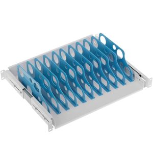 Estantería extraible para armario rack 19" con 10 divisiones para ordenador portátil o tablet 350 mm