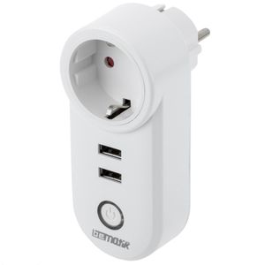 Enchufe inteligente 16A 3680W WiFi Blanco con dos puertos USB compatible con Google Home, Alexa y IFTTT