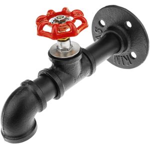 Perchero de pared de acero 1 gancho. Colgador de ropa y toallero de tubo con grifo industrial