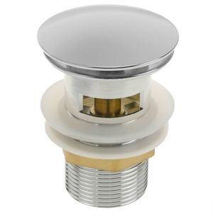 Válvula de desagüe 9cm con rebosadero. Tapón para lavabo y baño universal G1-1/4 cromado