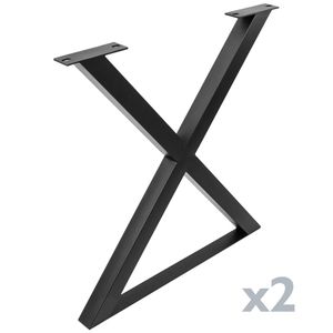 Pies en 'X' para mesa Patas en acero negro 680 x 50 x 710 mm 2-pack
