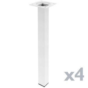 Pies cuadrados para mesa y mueble. Patas en acero blancas de 40cm 4-pack