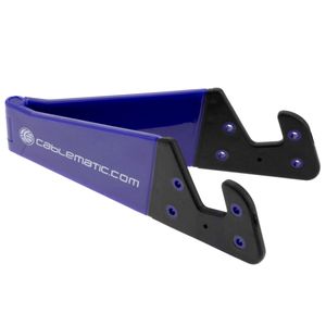 Soporte para teléfono móvil y tablet. Peana azul marino plegable y portátil