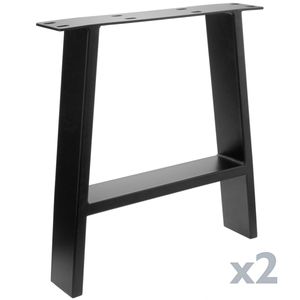 Pies rectangulares para mesita y banqueta Patas en acero negro 400 x 80 x 430 mm 2-pack