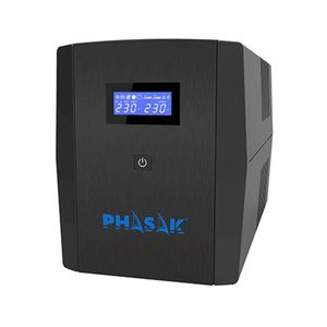 SAI PHASAK 1260VA Sirius Interactivo con AVR, toma protegida y pantalla LCD